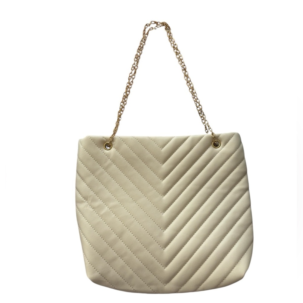 Cream Quilted Shoulder Bag
